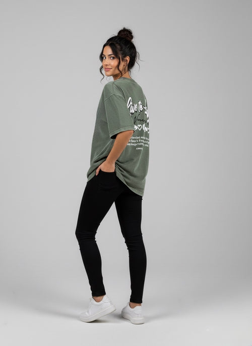 Stone green love t-shirt